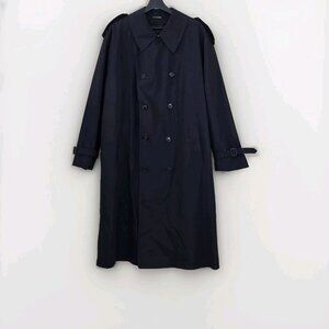 VTG London Fog Long Trench Coat 40R Men Navy Detach Lining Retro Grunge NO BELT
